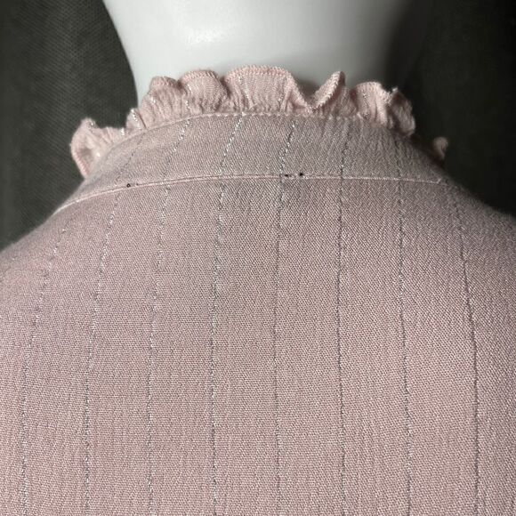 Aqua Short Sleeve Ruffle Mini Dress Pink & Silver Size Medium - Picture 5 of 6